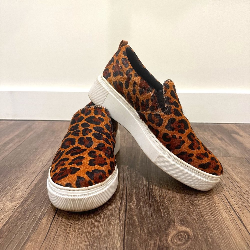 Faux fur leopard sneakers